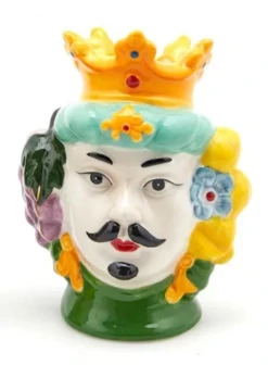 Oldenhof Siciliaans Hoofd Man S ø 10 Cm X 14 Cm Aardewerk Groen