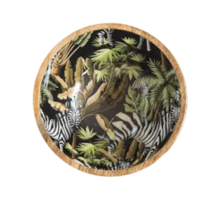 By Room Schaal Rond ø 25 Cm Mangohout Zebra In Jungle