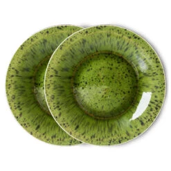 HK Living ACE7015 The Emeralds Dinerbord Spotted ø 27 Cm Keramiek Groen 2-delig