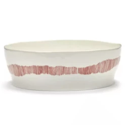 Serax Feast By Ottolenghi Saladekom ΓΈ 28,5 Cm H 9,5 Cm Aardewerk White + Swirl-Stripes Red