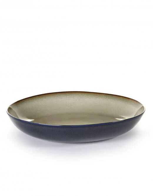 Serax Terres De Rêves Pastabord ø 23,5 Cm H 4,5 Cm Stoneware Misty Grey/dark Blue